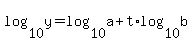 log%2810%2Cy%29=log%2810%2Ca%29%2Bt%2Alog%2810%2Cb%29