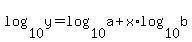 log%2810%2Cy%29=log%2810%2Ca%29%2Bx%2Alog%2810%2Cb%29