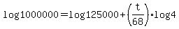 log%281000000%29=log%28125000%29%2B%28t%2F68%29%2Alog%284%29