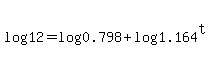 log%2812%29=log%280.798%29%2Blog%281.164%5Et%29