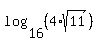 log%2816%2C%284%2Asqrt%2811%29%29%29