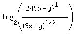 log%282%2C%28%282%289x-y%29%5E1%29%2F%28%289x-y%29%5E%28%221%2F2%22%29%29%29%29
