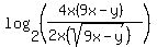 log%282%2C%28%284x%289x-y%29%29%2F%282x%28sqrt%289x-y%29%29%29%29%29