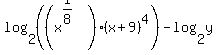 log%282%2C%28%28x%5E%281%2F8%29%29%28x%2B9%29%5E4%29%29-log%282%2Cy%29