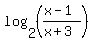 log%282%2C%28%28x-1%29%2F%28x%2B3%29%29%29