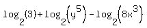 log%282%2C%283%29%29%2Blog%282%2C%28y%5E5%29%29-log%282%2C%288x%5E3%29%29