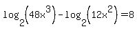 log%282%2C%2848x%5E3%29%29-log%282%2C%2812x%5E2%29%29=8