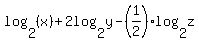 log%282%2C%28x%29%29%2B2log%282%2Cy%29-%281%2F2%29log%282%2Cz%29