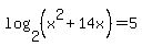 log%282%2C%28x%5E2%2B14x%29%29=5