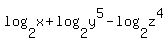 log%282%2Cx%29+%2B+log%282%2Cy%5E5%29+-+log%282%2Cz%5E4%29