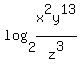log%282%2Cx%5E2y%5E13%2Fz%5E3%29
