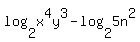 log%282%2Cx%5E4y%5E3%29-log%282%2C5n%5E2%29