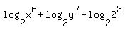 log%282%2Cx%5E6%29+%2B+log%282%2Cy%5E7%29+-+log%282%2C2%5E2%29