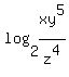 log%282%2Cxy%5E5%2Fz%5E4%29