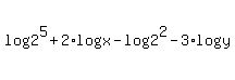 log%282%5E5%29+%2B+2%2Alog%28x%29+-+log%282%5E2%29+-+3%2Alog%28y%29+