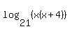 log%2821%2C%28x%28x%2B4%29%29%29