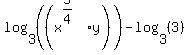 log%283%2C%28%28x%5E%285%2F4%29y%29%29%29-log%283%2C%283%29%29