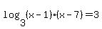 log%283%2C%28x-1%29%28x-7%29%29=3