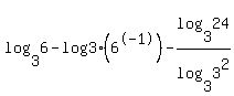 log%283%2C6%29-log%283%286%5E-1%29%29-log%283%2C24%29%2Flog%283%2C3%5E2%29