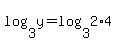 log%283%2Cy%29+=+log%283%2C2%2A4%29