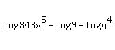 log%28343x%5E5%29-log%289%29-log%28y%5E4%29