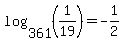 log%28361%2C%281%2F19%29%29=-1%2F2