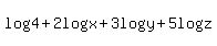 log%284%29+%2B+2log%28x%29+%2B+3log%28y%29+%2B+5log%28z%29