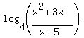 log%284%2C%28%28x%5E2%2B3x%29%2F%28x%2B5%29%29%29