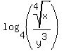 log%284%2C%28root%284%2Cx%29%2Fy%5E3%29%29