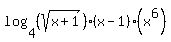 log%284%2C%28sqrt%28x%2B1%29%29%2A%28x-1%29%2A%28x%5E6%29%29