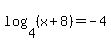 log%284%2C%28x%2B8%29%29+=++-4
