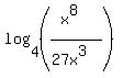 log%284%2C+%28%28x%5E8%29%2F%2827x%5E3%29%29%29%29=3