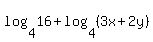 log%284%2C+16%29%2Blog%284%2C%283x%2B2y%29%29
