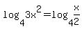 log%284%2C3x%5E2%29=log%284%2Cx%2F2%29