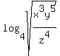 log%284%2Csqrt%28x%5E3y%5E5%2Fz%5E4%29%29
