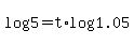 log%285%29+=+t%2Alog%281.05%29