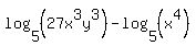 log%285%2C%2827x%5E3y%5E3%29%29-log%285%2C%28x%5E4%29%29