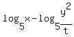 log%285%2Cx%29+-+log%285%2Cy%5E2%2Ft%29