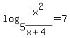 log%285%2Cx%5E2%2F%28x%2B4%29%29=7