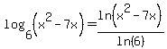 log%286%2C%28x%5E2-7x%29%29+=+ln%28x%5E2-7x%29%2Fln%286%29