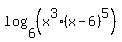 log%286%2C%28x%5E3%28x-6%29%5E5%29%29