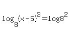 log%288%2C%28x-5%29%5E3%29=log%288%5E2%29