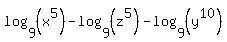 log%289%2C%28x%5E5%29%29+-+log%289%2C%28z%5E5%29%29+-+log%289%2C%28y%5E10%29%29
