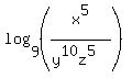 log%289%2C%28x%5E5%2F%28y%5E10z%5E5%29%29%29