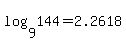 log%289%2C144%29+=+2.2618