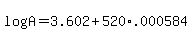 log%28A%29+=+3.602+%2B+520%2A.000584