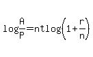 log%28A%2FP%29+=+ntlog%281%2Br%2Fn%29