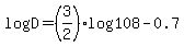 log%28D%29=%283%2F2%29log%28108%29-0.7