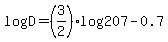 log%28D%29=%283%2F2%29log%28207%29-0.7