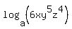 log%28a%2C%286xy%5E5z%5E4%29%29